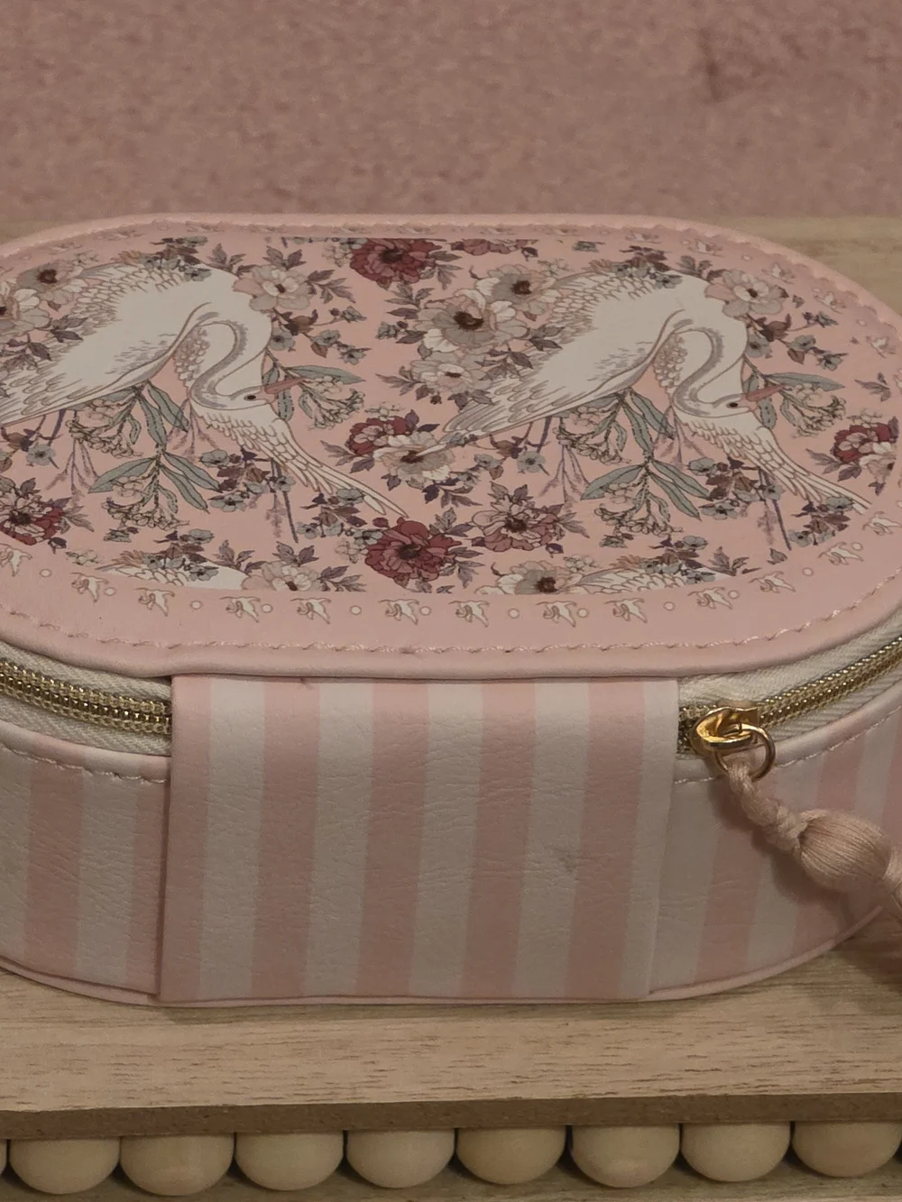 Pink Swan Floral Jewelry Box